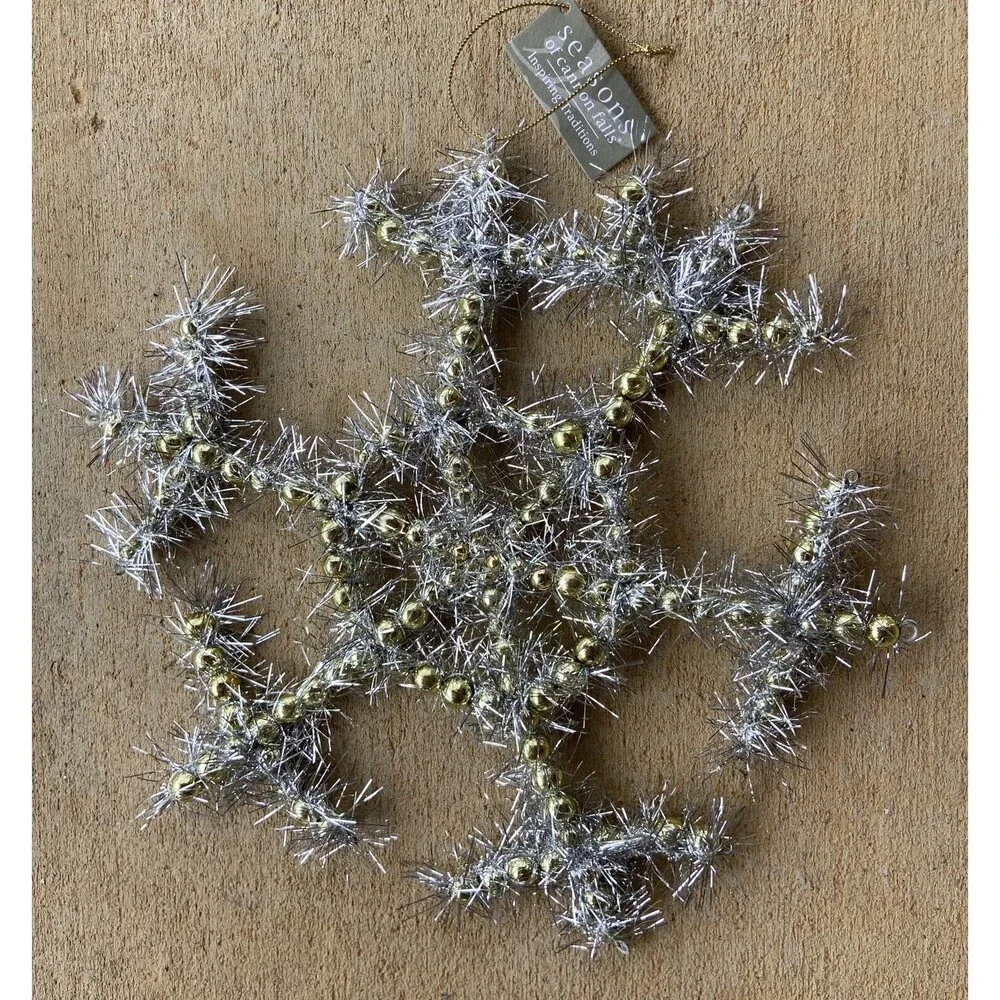 Midwest Seasons Gold Silver Large Oversized Tinsel Snowflake Christmas Ornament